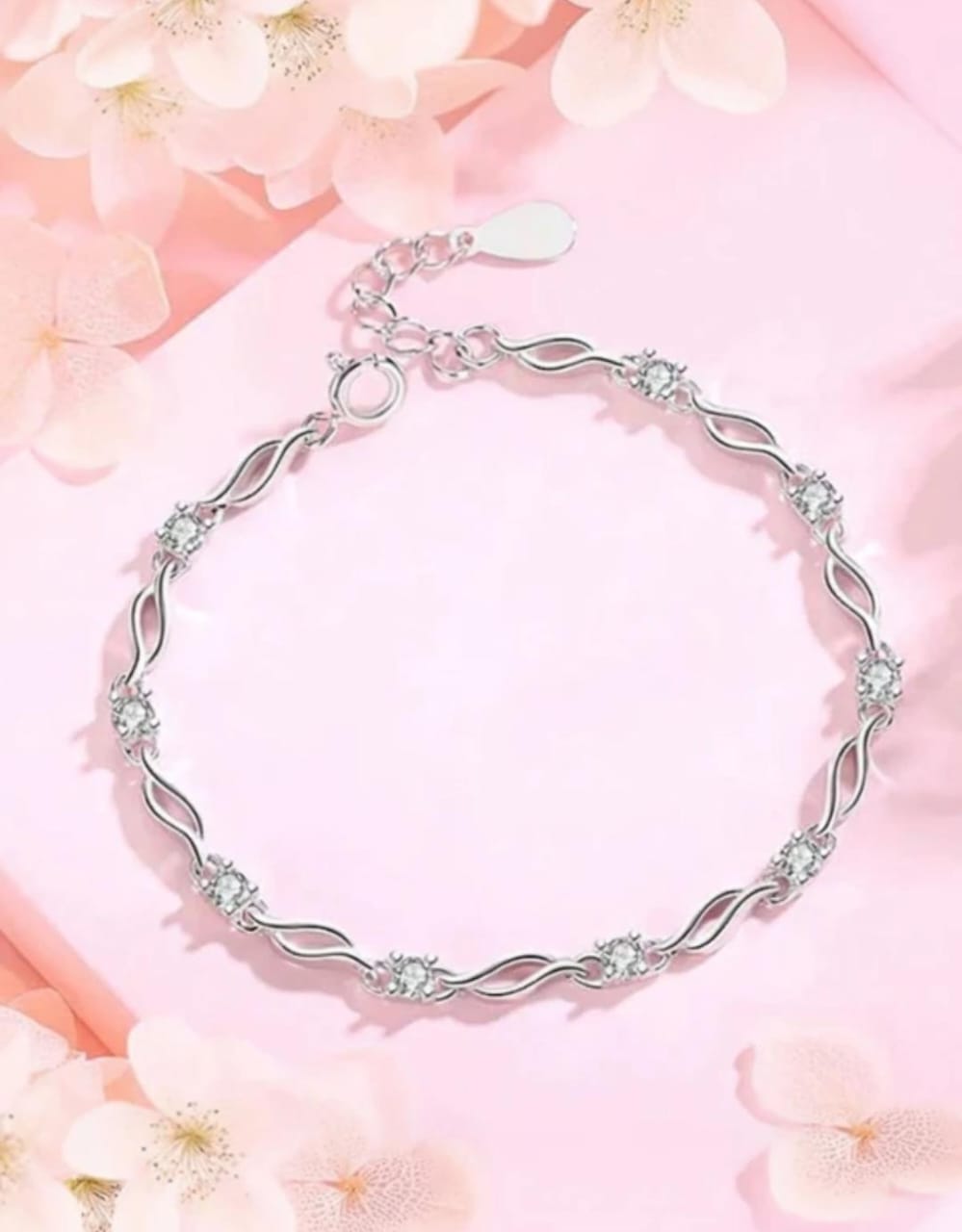 Silver Wave Stone Bracelet