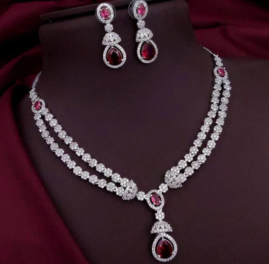 Red Teardrop Necklace Set
